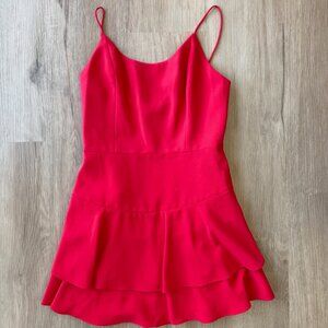 ALICE + OLIVIA Palmira Ruffle Fit & Flare Mini Tank Dress Red 0 XS